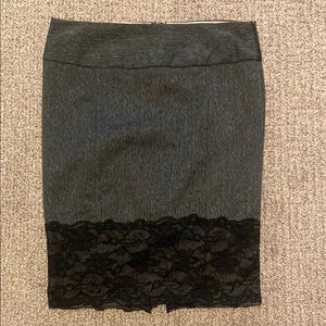 Elegant Black Lace Trim Skirt